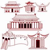 Chinese Traditional Outlined Buildings