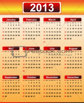 2013 Yearly Calendar on Calendar 2013