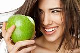 smiling female face apple