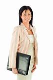 businesswoman holding briefcase