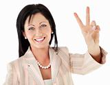 Woman victory peace sign