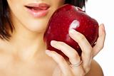 Woman hand red apple