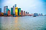 Tilted Shanghai Pudong skyline