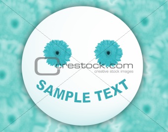 Greeting card with white-blue smiley