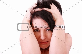 a portrait of a nervous woman 