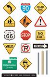Set of 14 Highway Sign Vectors