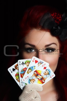 Lady with playing cards