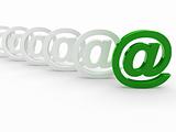 3d green white email sign