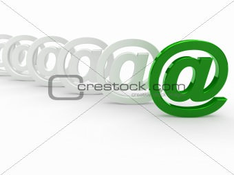 3d green white email sign
