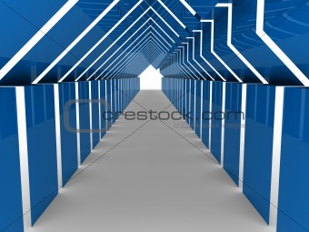 3d house tunnel blue