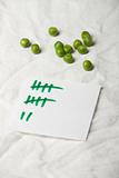 peas and a tally sheet