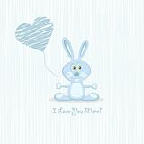 Blue love rabbit (postcard), vector illustration