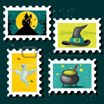 Halloween postal stamps 