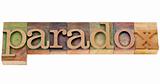 paradox word in letterpress type