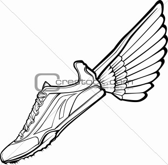 Track Shoe with Wing Vector Illustration