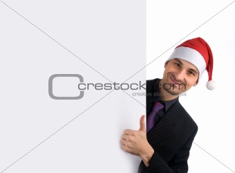 man in a Christmas hat
