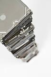 stack of hard drives with copy space
