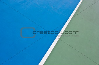 Tennis court white intersecting lines.