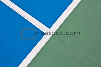 Tennis court white intersecting lines.