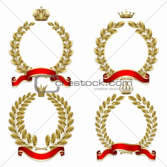 Set from  gold laurel and oak wreath