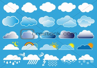 clouds and weather symbols, vector