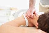 Cute Woman getting a neck-massage