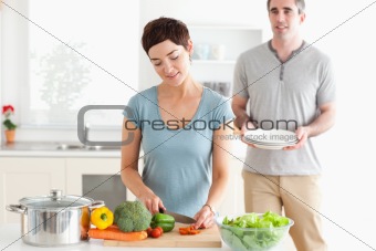 Couple preparing lunch