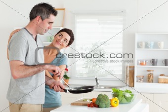 Woman smiling at her husband