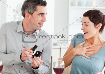 Man proposing to his girlfriend