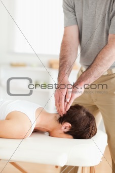 Guy massaging a radiant woman's neck