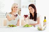 Women toasting with wine