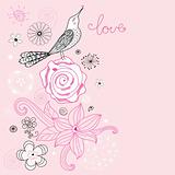 flower card with love bird