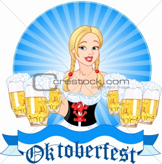 Oktoberfest girl serving beer