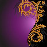 Gold ornament on a black and purple background
