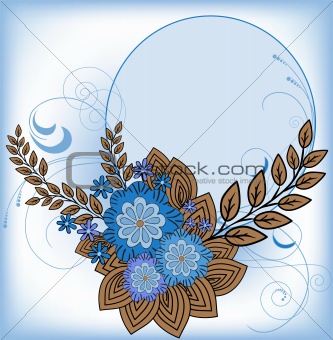 
Round frame with blue flowers