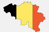 Outline map of Belgium with Belgian flag