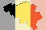 Outline map of Belgium with transparent Belgian flag
