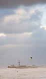 Kite surfing on a stormy day