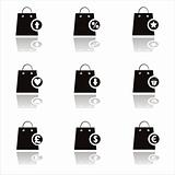 black shopping bags icons