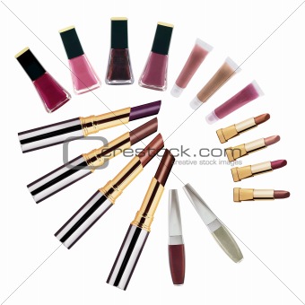 Cosmetics set - lipsticks and nail polishes