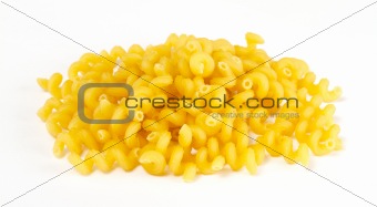 dried italian pasta on white background
