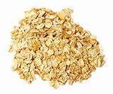 Heap of dry rolled oats isolated on white background
