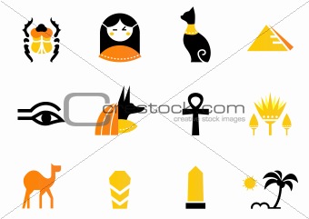 Egypt icons and design elements isolated on white
