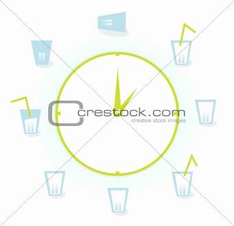 Eight glasses of water per day isolated on white
