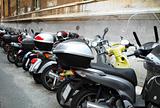 Italian street with parked motorcycles