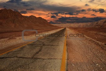 Sunset in desert.