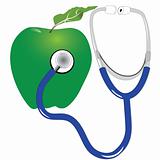 stethescope and green apple