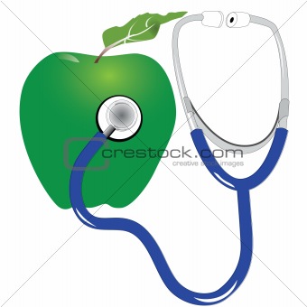 stethescope and green apple