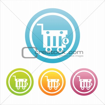 colorful shopping basket signs