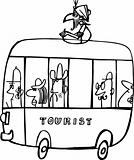Hindu on tourist bus
